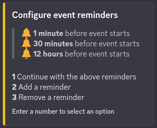 An image showing the setup screen for configuring multiple event reminders
